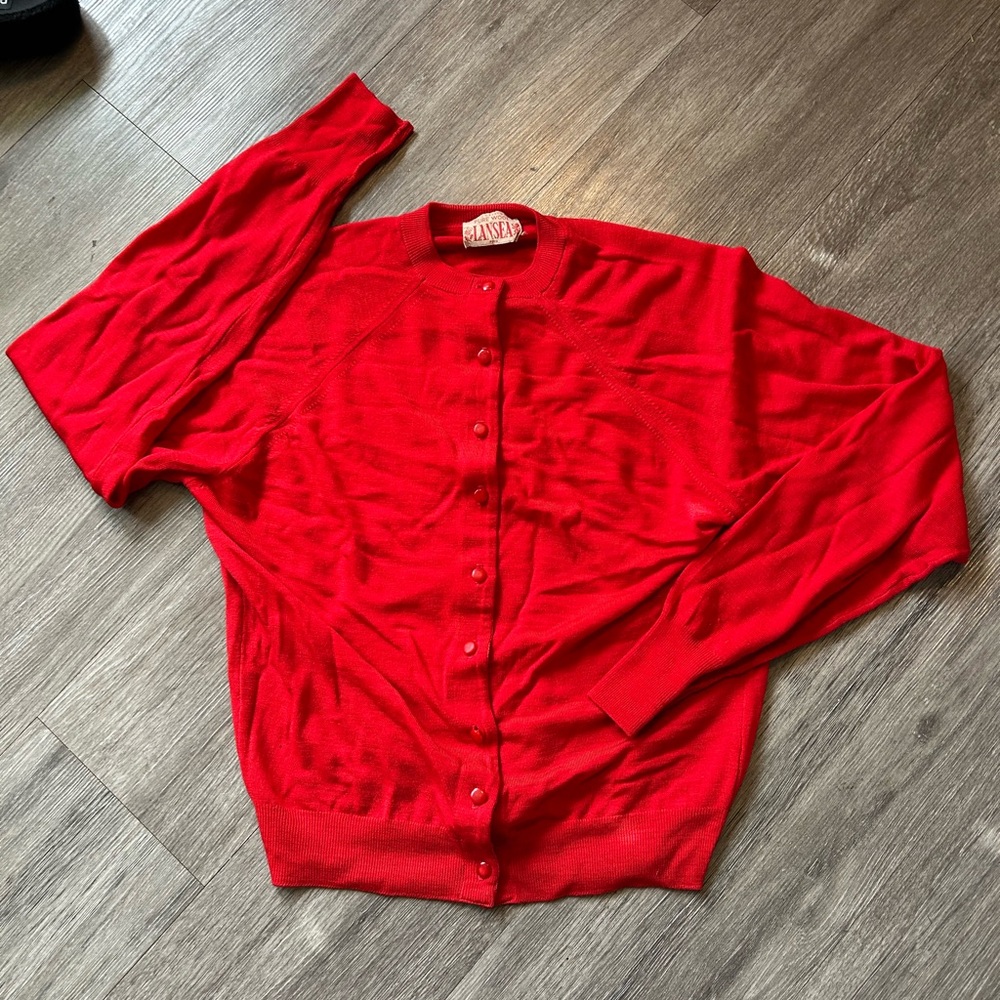 Vintage 50s Lansea  Vibrant Red Women's Cardigan